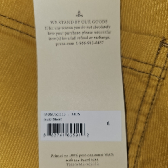 prAna Suki Corduroy Mustard Gold Shorts Low Rise Bottoms Fall Women's Sz 6 NWT - Picture 9 of 13